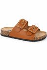 Double Strap Chain Buckle Comfort Footbed Sandals