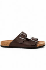 Double Buckle Footbed Casual Sandal with Cork Sole
