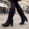 Suedette Mid-Calf Block Heel Boots
