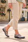 Leather Elastic Cross Strap Comfort Pumps with Flexible Sole