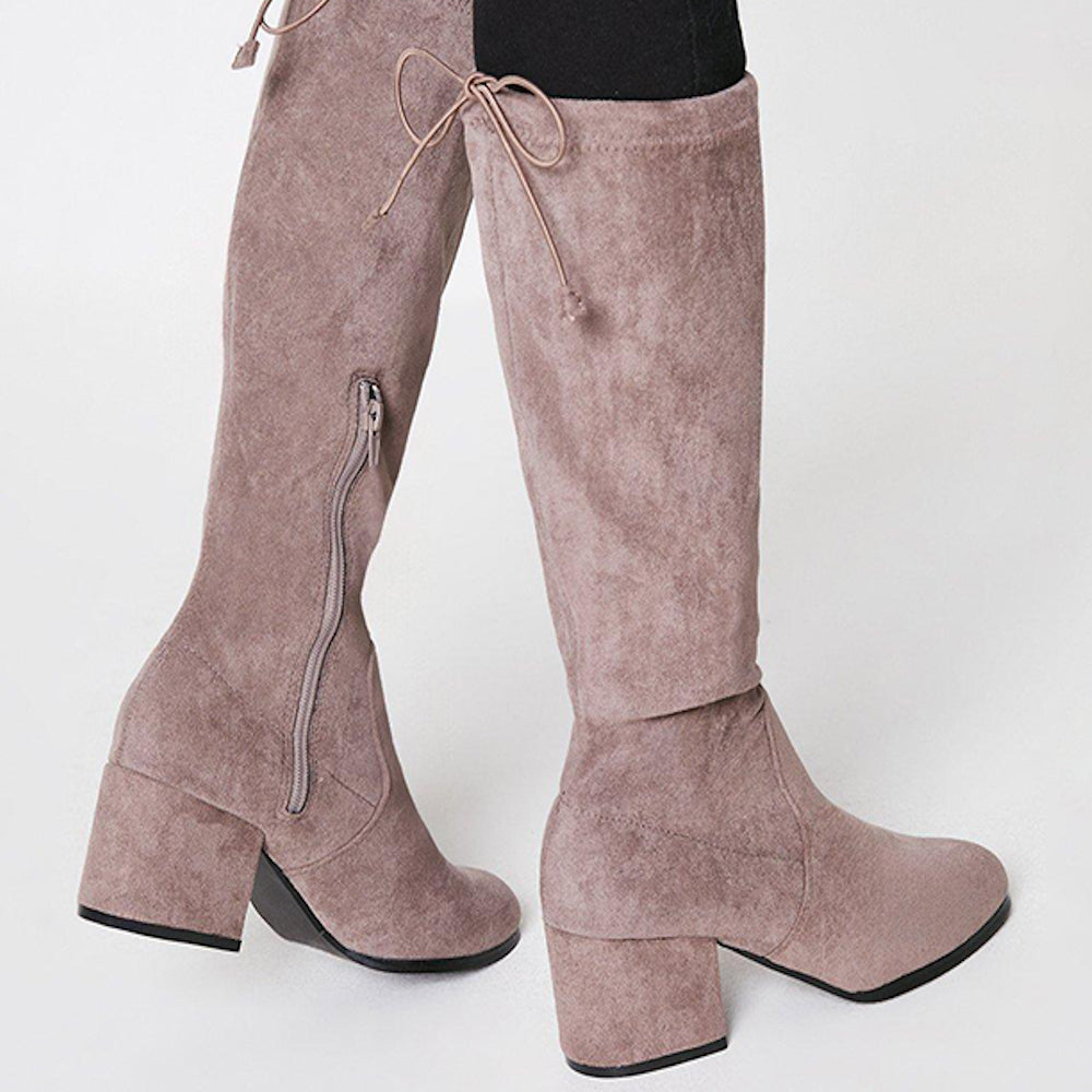 Wide Fit Knee High Block Heel Boots