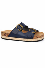 Adjustable Buckle Footbed Sandals with Cushioned Cork Sole