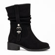 Mid Calf Buckle Detail Block Heel Ankle Boot