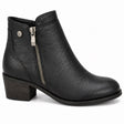 Block Heel Ankle Boot with Side Zip and Almond Toe