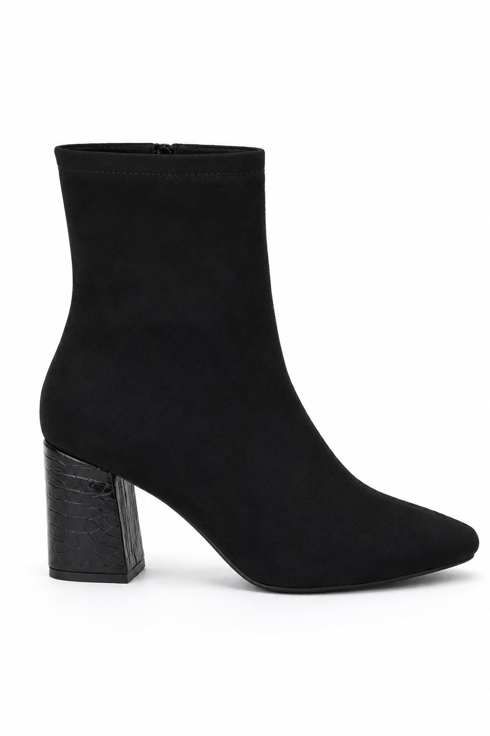 Block Heel Ankle Boot with Almond Toe