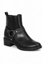 Ankle Biker Boots – Faux Strap & Buckle Detail Block Heel Boots