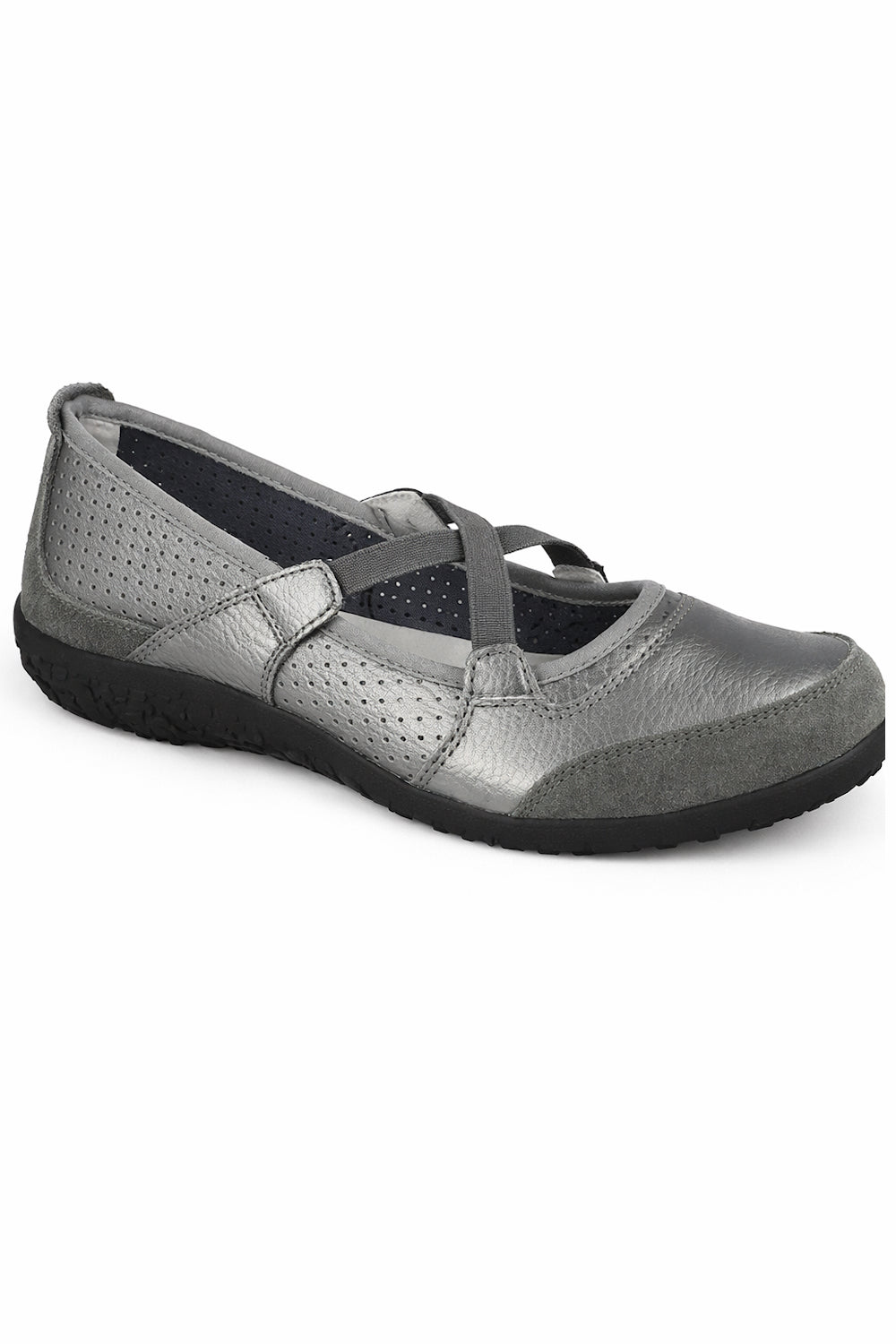 Leather Elastic Cross Strap Comfort Pumps with Flexible Sole