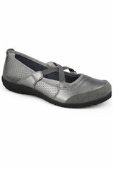 Leather Elastic Cross Strap Comfort Pumps with Flexible Sole