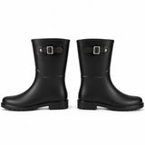 Women Mid-Calf Buckle Detail Waterproof Wellington Boots