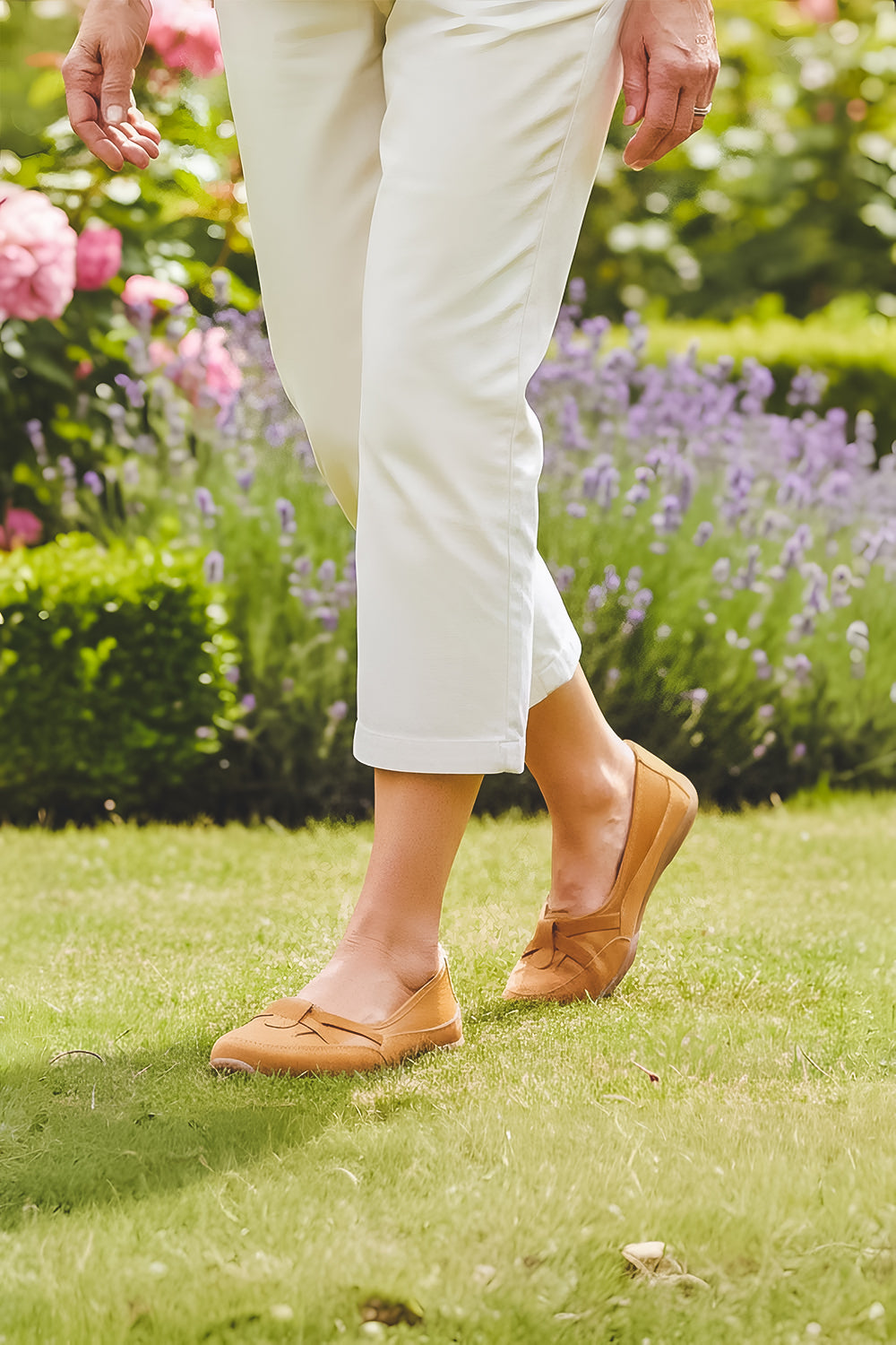 Leather Elastic Strap Comfort Ballerina Shoes