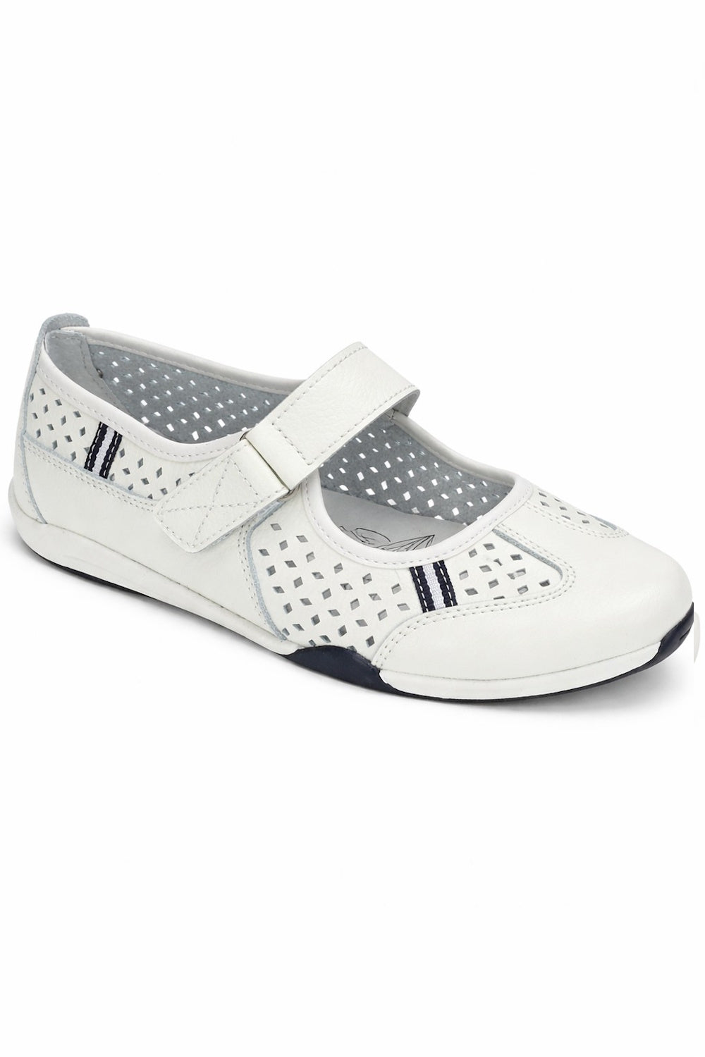 Leather Touch Fastening Perforated Comfort Shoe