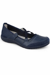 Leather Elastic Cross Strap Comfort Pumps with Flexible Sole