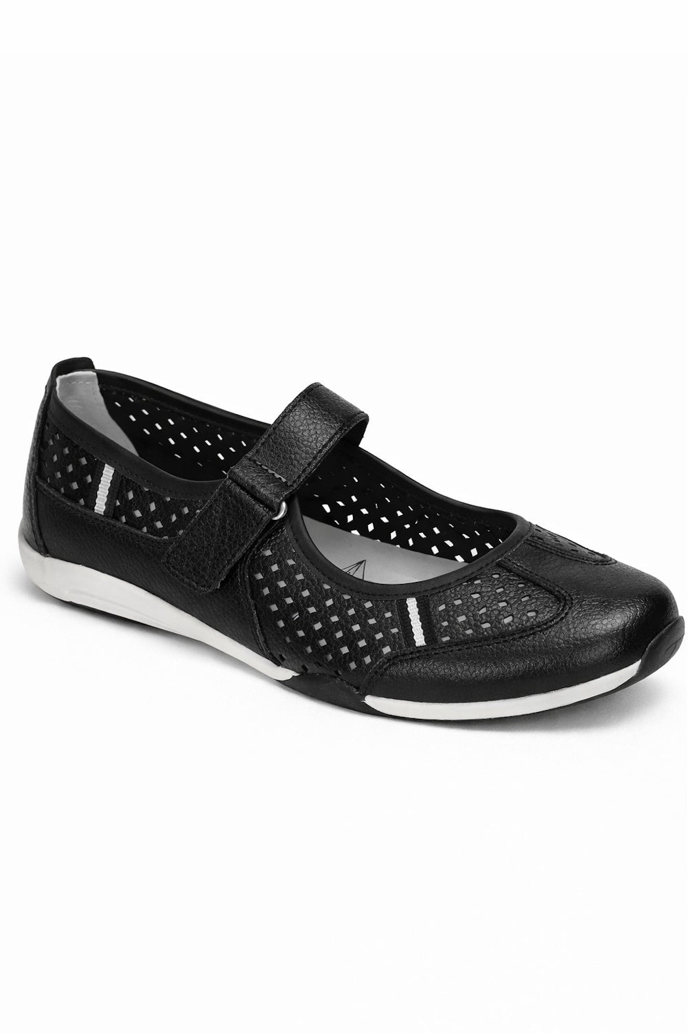 Leather Touch Fastening Perforated Comfort Shoe