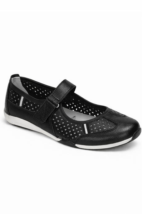 Leather Touch Fastening Perforated Comfort Shoe