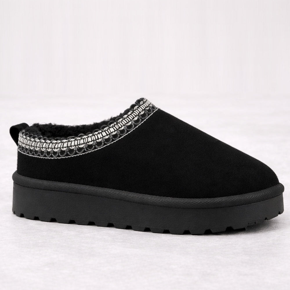 Angel Aztec Detail Faux Fur Lining Platform Suedette Boots