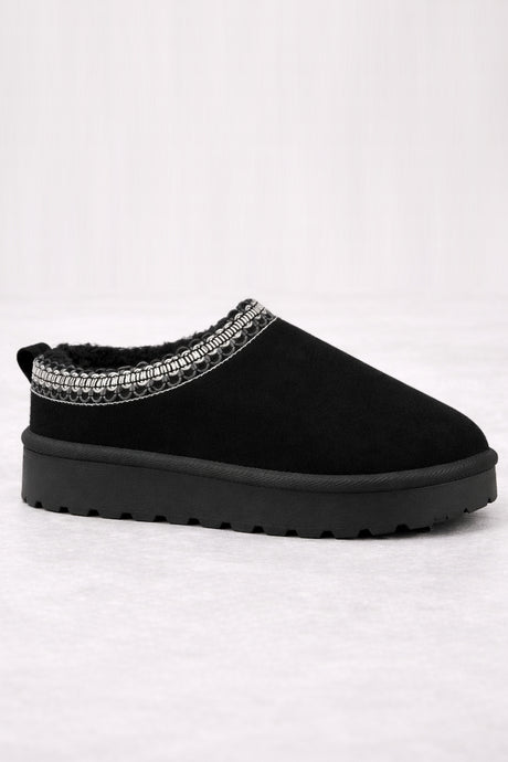 'Angel' Aztec Detail Faux Fur Lining Platform Suedette Boots