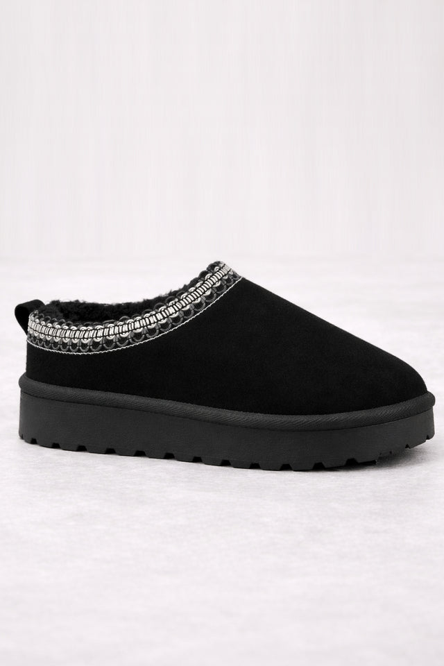 'Angel' Aztec Detail Faux Fur Lining Platform Suedette Boots