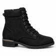 Wide Fit Lace-Up Ankle Boot with Cushioned Collar and Low Heel