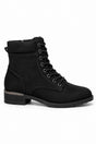 Wide Fit Lace-Up Ankle Boot with Cushioned Collar and Low Heel