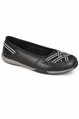 Leather Elastic Cross Strap Ballet Pumps with Cushioned Sole