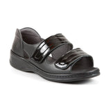 Sandpiper Women Cheryl Ultra-Wide Twin-Strap Sandal - Black
