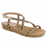 Women's Diamante T Bar Flat Sandal with Buckle Strap