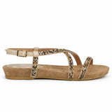Women's Diamante T Bar Flat Sandal with Buckle Strap