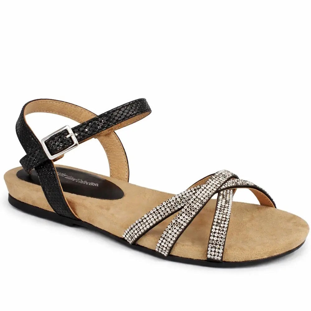 Diamante Strap Flat Sandal Buckle Ankle Strap