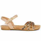 Women's Diamante Strap Flat Sandal with Buckle Ankle Strap