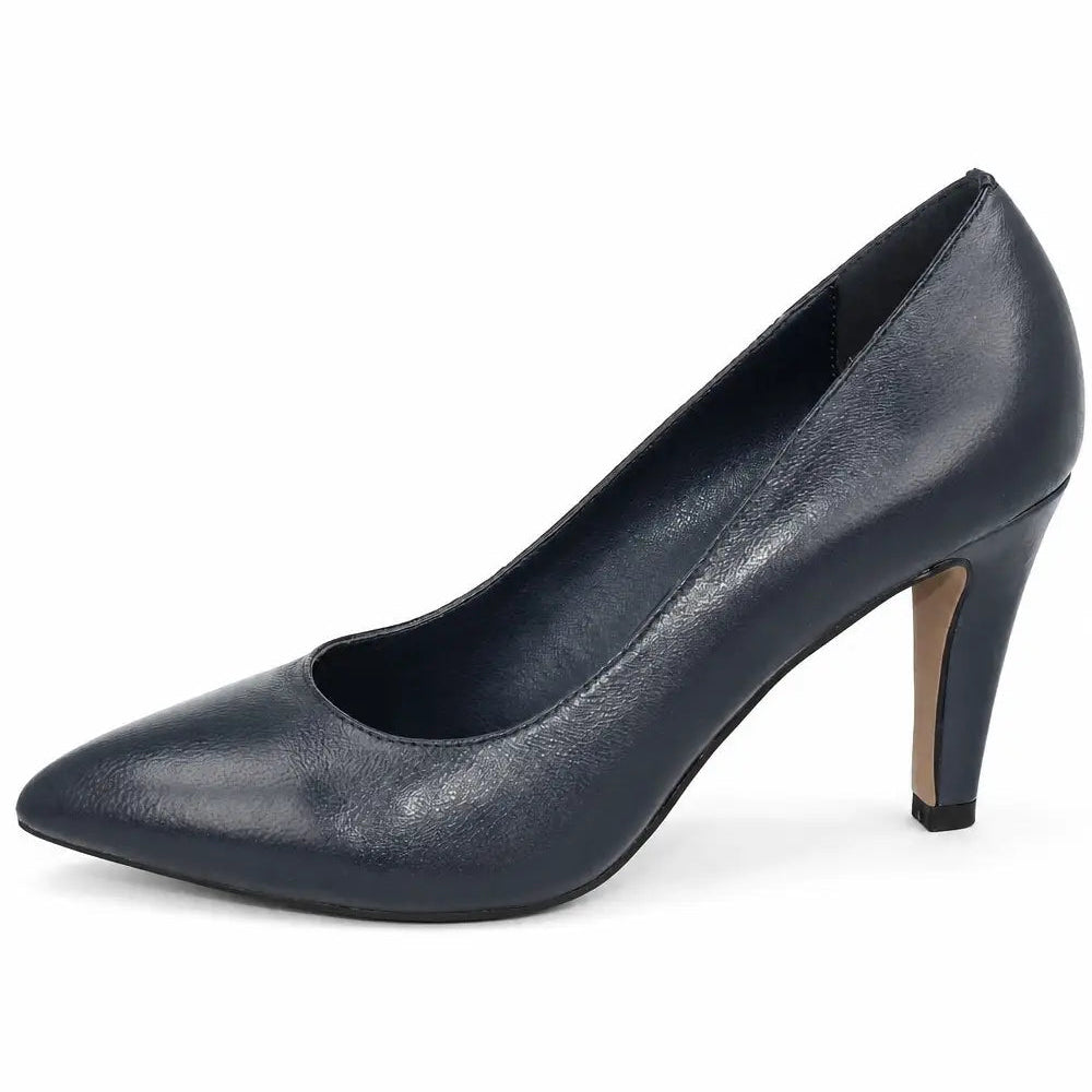 Women's Leather Pointed Toe Stiletto Court Shoes