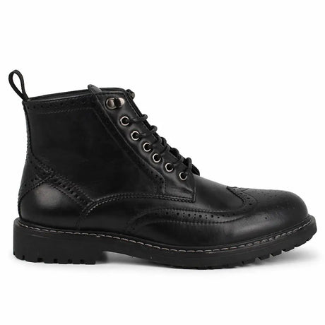 Men's Brogue Detail Lace Up Ankle Boot with Cleated Sole