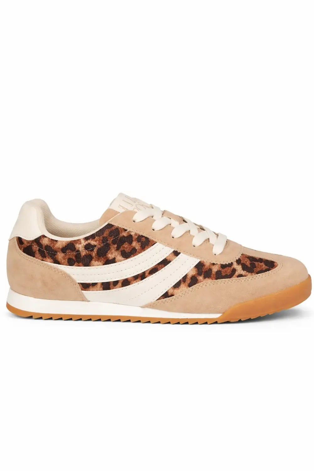 ELLE SPORT Leopard Print Trainers with Lace Fastening and Retro Sole