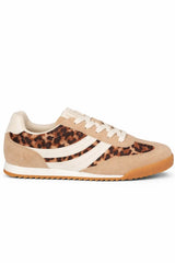 ELLE SPORT Leopard Print Trainers with Lace Fastening and Retro Sole