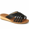 Women's Leather Woven Strap Low Wedge Sandals
