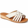 Women's Leather Woven Strap Low Wedge Sandals