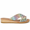 Women's Leather Woven Multi Strap Low Wedge Sandals