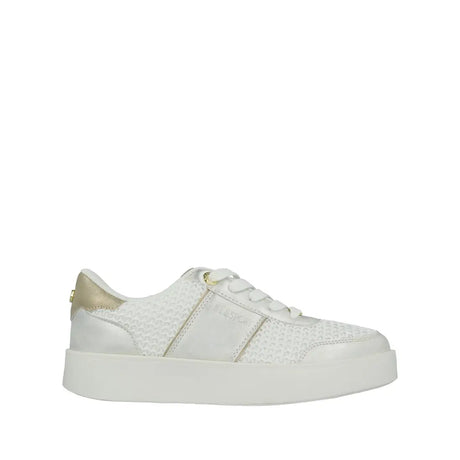 ELLE SPORT Knit Mesh Platform Trainers – Metallic Gold Detail