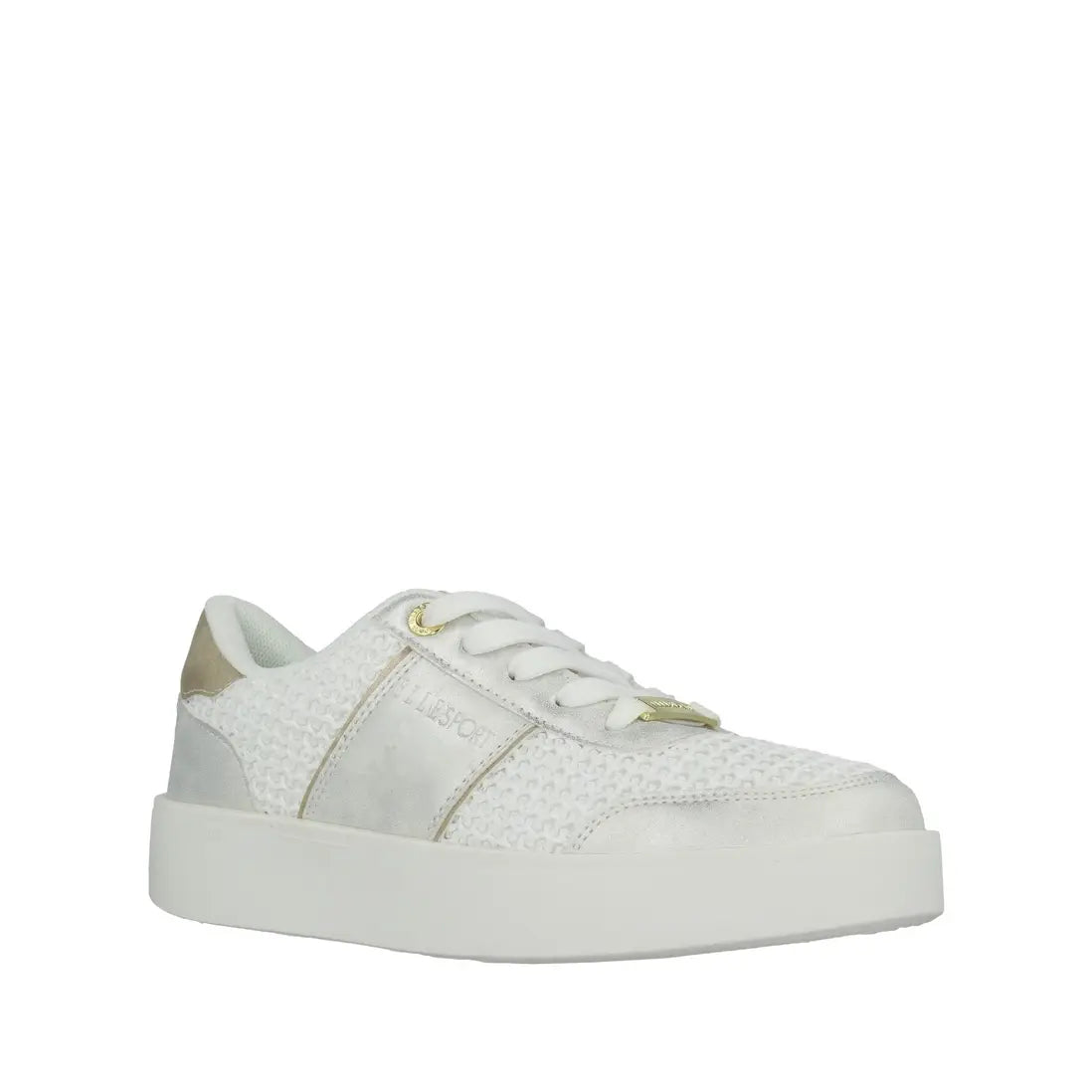 ELLE SPORT Knit Mesh Platform Trainers – Metallic Gold Detail