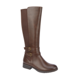 Women Knee High Buckle Boot - Brown