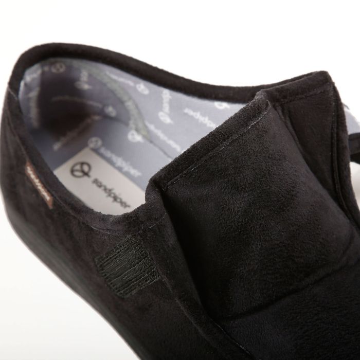 Sandpiper Sven Men’s Extra-Wide Touch Fastening House Shoe - Black