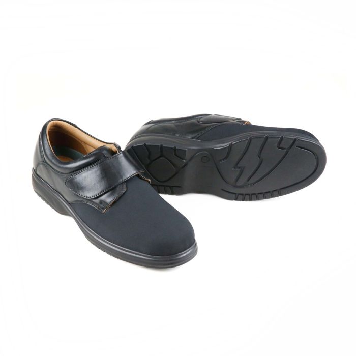 Sandpiper Travis Men’s Extra-Wide Touch Fastening Stretch Shoe - Black